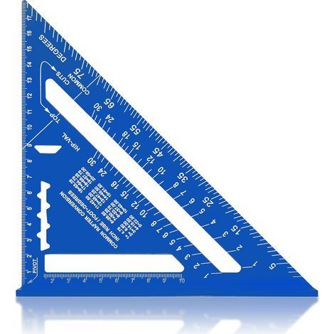 Escuadra triangular de carpintero, regla triangular de 90 grados, métrica de 7 pulgadas, regla de medición (azul) (1/5)