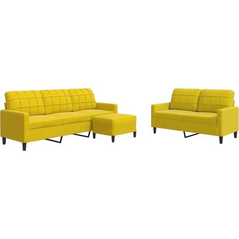 vidaXL Set di Divani 3 pz con Cuscini giallo in Velluto (1/5)