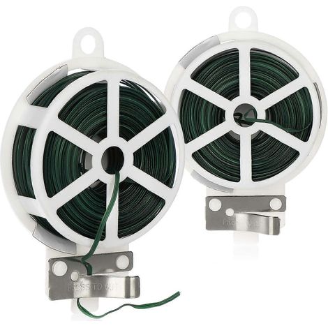 2 x 50 mètres de fil de fer vert pour plantes - Fil de jardin gainé - Fil de ligature pour plantes avec coupe-fil - Support pour plantes (0,50 m - 2 pièces) (1/4)