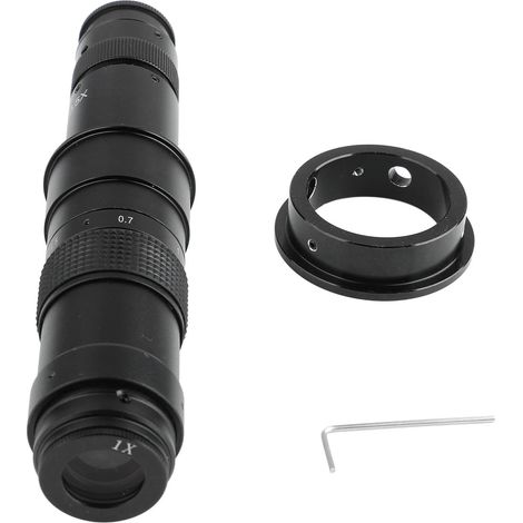 Loupe à zoom réglable 0.7X-4.5X 180X, objectif C-Mount à lumière parallèle pour caméra microscope industrielle HD, USB, VGA, HDMI. (1/5)