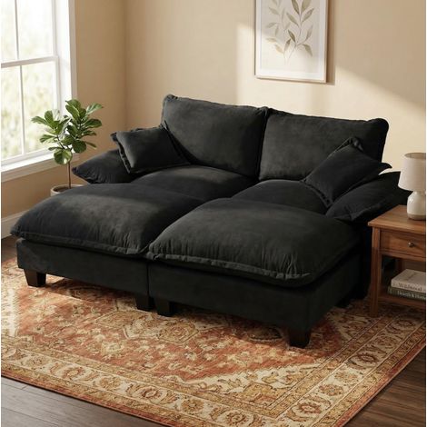 Canapé d'angle modulaire chenille noire OKMYHOME (1/5)