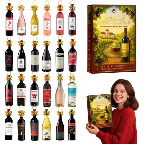 Calendrier de l'Avent 2025, Calendrier de l'Avent 2025, 24 jours de Noël, un voyage gustatif quotidien à travers les différentes saveurs des vins (1 pièce)