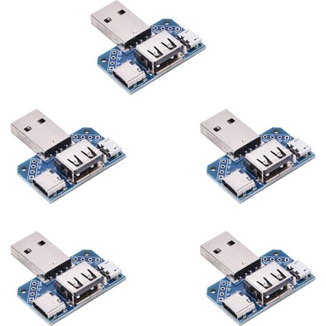Carte adaptateur USB 5 pièces, connecteur micro USB Type-C 4 broches 2,54 mm droit, mâle vers femelle (1/5)