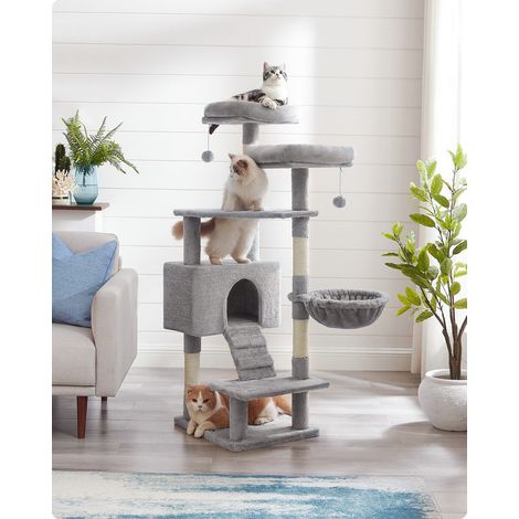 FEANDREA Arbre à chat, Tour de jeux 142 cm, Gris Clair PCT160W01 (1/5)