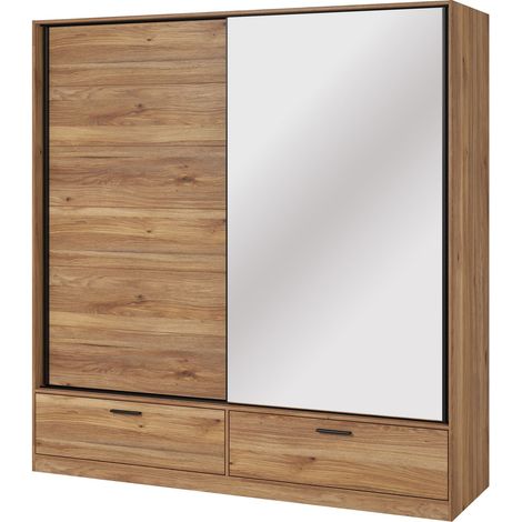 Armario Melvele 122 , 209x180x61cm, Puertas de armario: Correderas, Número de estantes: 0