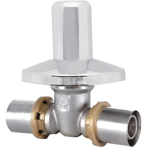 Valvola sfera da incasso per tubo multistrato a pressare con cappuccio cromato modello sempiter  16 con cappuccio cromato  Icma  s.p.a.