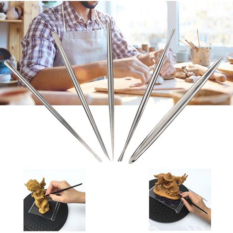 Outils de sculpture en métal noir, couteaux à sculpter l'argile, argile molle, argile en poudre de pierre, argile à modeler à l'huile fine et couteaux en acier inoxydable.