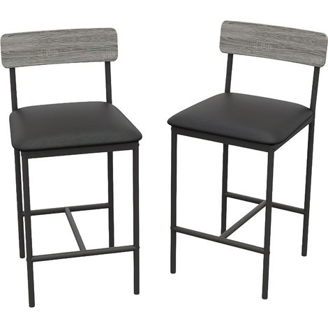 Lot de 2 Tabourets de Bar Style Industriel - Hauteur 95 cm avec Dossier et Repose-Pieds - Charge 136 kg (1/4)