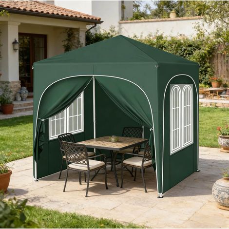 Gartenpavillon 2x2 m faltbar mit Seitenwänden Grün OKMYHOME (1/5)