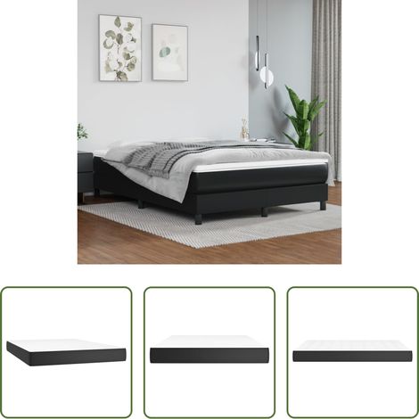 Sommeil de qualité -  Matelas de lit à ressorts ensachés fermeté moyenne Noir 140x190x20cm Similicuir (1/5)