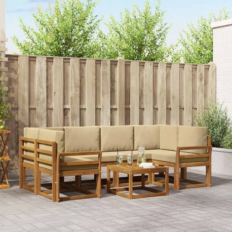 vidaXL Outdoor-Sofagarnitur mit Kissen 7 pcs Natur und Beige (1/5)