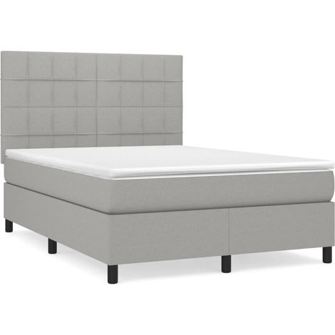 Maison Exclusive - Cama box spring con colchón tela gris claro 14
