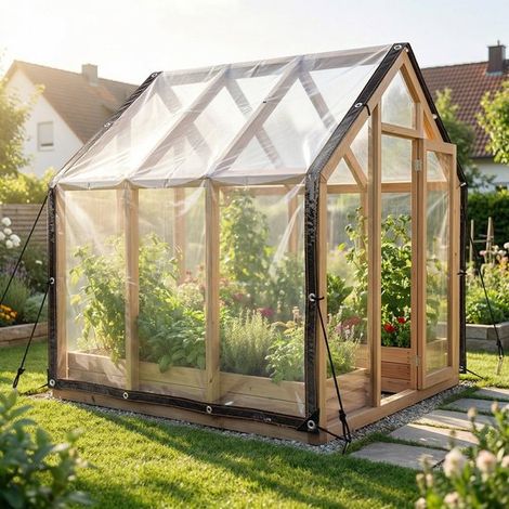 Cubierta protectora transparente con ojales, lona de PE impermeable para plantas y muebles 200400cm (1/5)