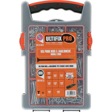 Ultima Estuche 1000 Tornillos Blancos Acero Zincado Resistente (1/3)