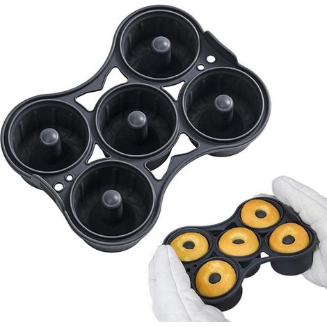 Stampo per ciambelle e bagel, teglia da forno in silicone resistente al calore, per uso domestico, 21 x 16 x 6 cm, tinta unita. (1/5)