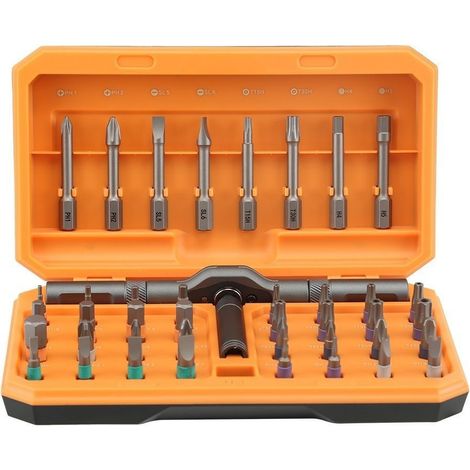 Kit de tournevis magnétique 42 en 1 avec molette rotative - Kit de tournevis magnétique multi-perceuses - Poignée rotative amovible - Kit d'outils de réparation compact et portable - Convient pour meu (1/5)
