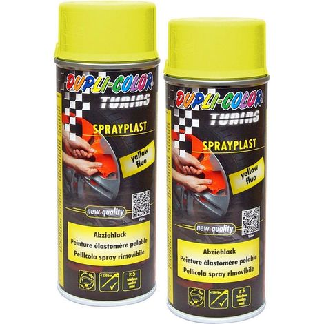 KIT PEINTURE PELABLE ESLASTOMERE JAUNE FLUO 2X 400ML MOTIP