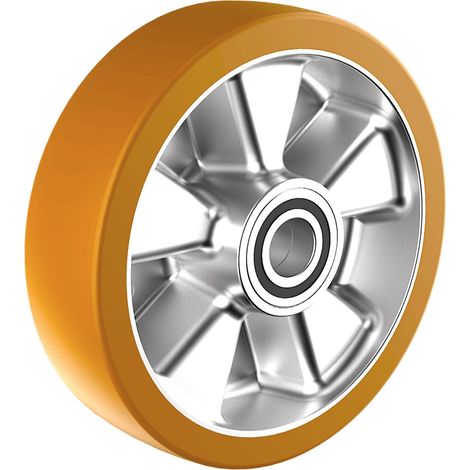 Roue polyuréthane jante aluminium 180 x 50 alésage 25 longueur de moyeu 60 mm