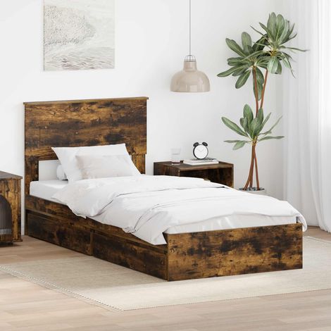Aufbewahrungsbett Geräucherte Eiche 75 x 190 cm Holzwerkstoff