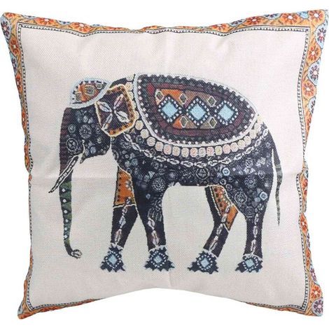 Indian Housse De Coussin Taie D'Oreiller En Lin, Coton Tricoté Éléphant, Décor (1/5)