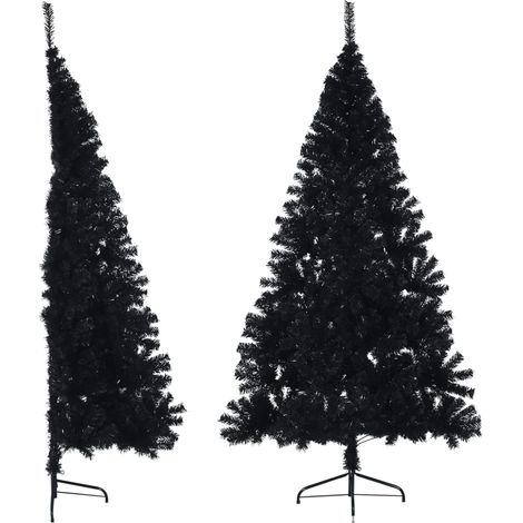 Demi sapin de Noël artificiel avec support Noir 240 cm PVC vidaXL (1/5)