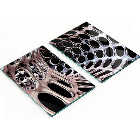 Taglieri da cucina in vetro con grafica, struttura in metallo, 2x40x52 cm (1/5)