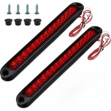 2 Pcs Barre de feux arrière de frein de remorque 12-24 V 15 LED, Feux Arrière Etanches, Feux de circulation, Barre LED Rouge Etanche de Signalisation Arriere pour Camion Camping-Car Auto Van (1/5)