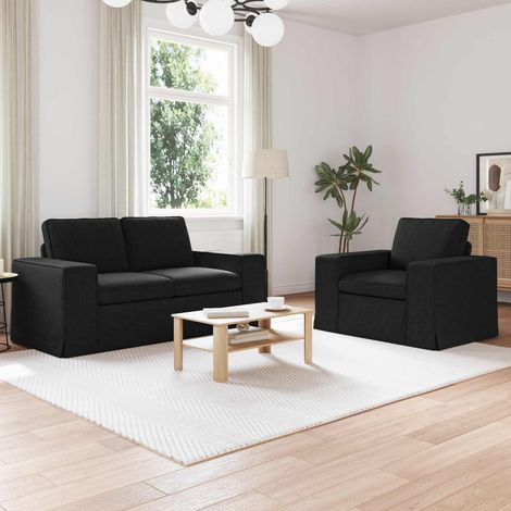 Sofa Set 2 pcs Schwarz 162 x 80 x 82 cm Stoff