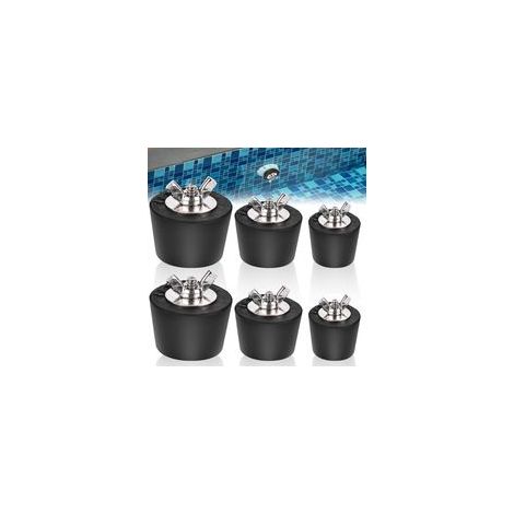 Lot de 6 bouchons d'hiver pour piscine - 32 mm/38 mm/51 mm - Bouchons en caoutchouc avec boulons en acier inoxydable - Pour piscine Intex, accessoires de piscine d'hiver pour piscines