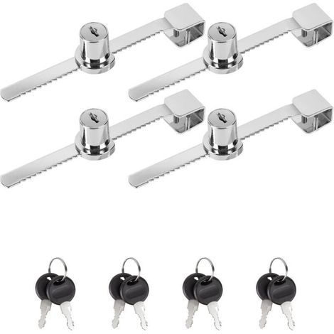 Serrure Vitrine, 4 Pièces Serrure de Porte en Verre pour Portes Coulissantes en Verre de 2 à 8 mm d'Épaisseur sans Perçage, Serrure de Porte Coulissante en Verre pour Maison et Commerce (1/5)