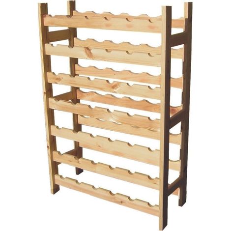 Portabottiglia 42 Posti 63x25x98 cm in Legno di Pino Naturale (1/2)