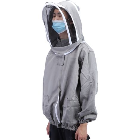 Combinaison spatiale taille unique, haut de combinaison d'apiculteur à double fermeture éclair, vêtements d'apiculteur gris (1/5)