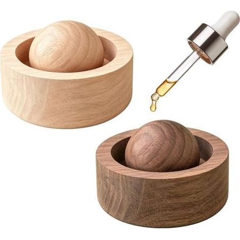 2 Pièces Boule Diffuseur d'huiles Essentielles en Bois Naturel, Portable Boule Diffuseur d'Huiles Essentielles Réutilisable Petit Diffuseurs d'arômes en Bois pour Bureau, Voiture, Maison, Voyages (1/5)