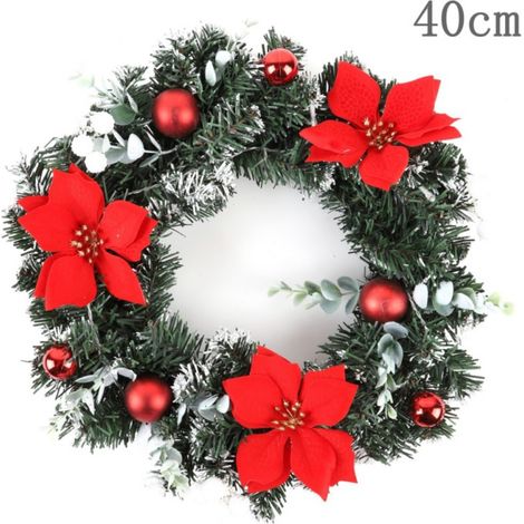 Guirlande De Noël - Couronne Lumineuse À LED Avec Pile - Pour Porte D'Entrée Extérieure - Diamètre 30 Cm - Or Argent Rouge - 1 Pièce (1/5)