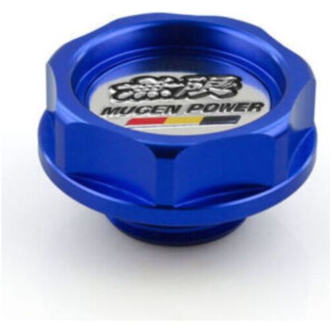 Couvercle de réservoir d'huile en aluminium, bouchon de remplissage d'huile moteur de course MUGEN en carbone bleu (1/4)