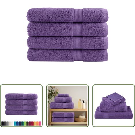 vidaXL Baumwolltuch - Premium-Saunatücher SOLUND 4 Stk. Lila 80x200 cm 600 g/m² (1/5)
