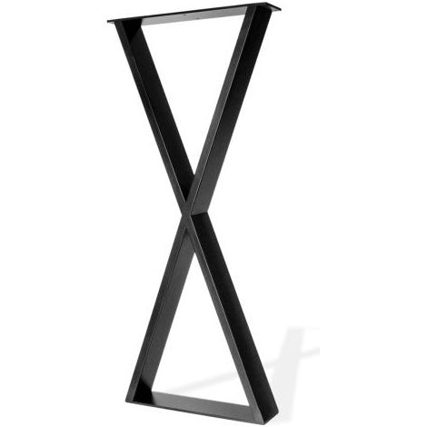 Pied en X en métal pour meuble - Style industriel - Installation à vis - Dimensions 380x80x850 mm - 1 unité - Hauteur 85 cm - Couleur Noir Pore - talla (1/2)