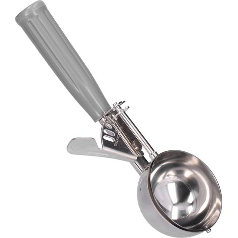 Cuillère multifonctionnelle à glace en acier inoxydable, diamètre 7 cm, manche gris, accessoire de cuisine lot de 1 (1/5)