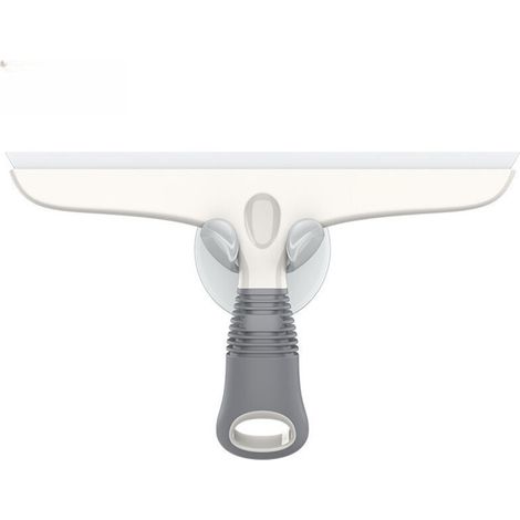 CSPARKV Lot de 2 Raclettes en Silicone avec Support Ventouse, Raclette Vitre Douche Salle de Bain, Raclette Tout Usage Pare-Brise de Voiture, Fenêtre, Blanc et Gris (1/4)