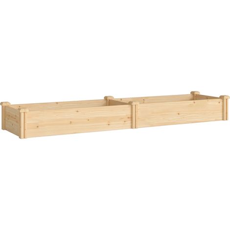 Hochbeet aus Holz mit Trennwand, offener Boden, 235 x 66 x 26 cm