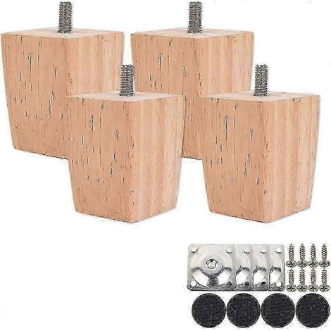 Pieds de canapé en bois de grande hauteur, ensemble de 4 pieds de canapé en bois massif pour remplacer les accoudoirs, les pieds de chaise et les pieds de meuble. (1/5)