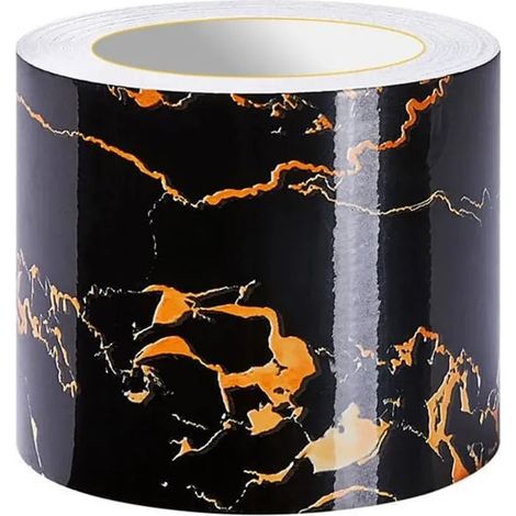 Frises autocollantes décoratives, bordure de papier peint adhésive pour cuisine, salle de bains, - Motif Noir et Jaune 30cm X 500cm (1/5)