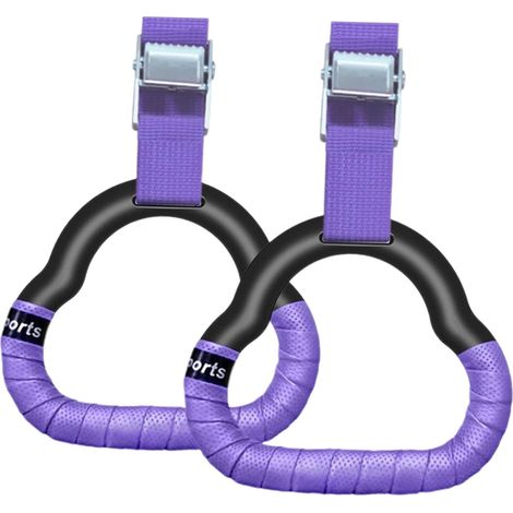 Anneaux De Gymnastique - 12 cm x 15,5 cm - Sangle Réglable 1 m - Pour Entraînement Corps Entier À Domicile Ou En Salle - Lot De 2 (1/5)