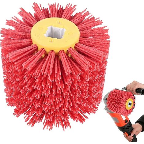 Brosse Nylon Abrasifs 80 Grain: 120x100mm Brosse de polissage, Brosse de Meulage pour Nettoyer/Dérouiller/Dégriser/ébavurer Compatible avec Rénovateur Exterieur (Rouge)