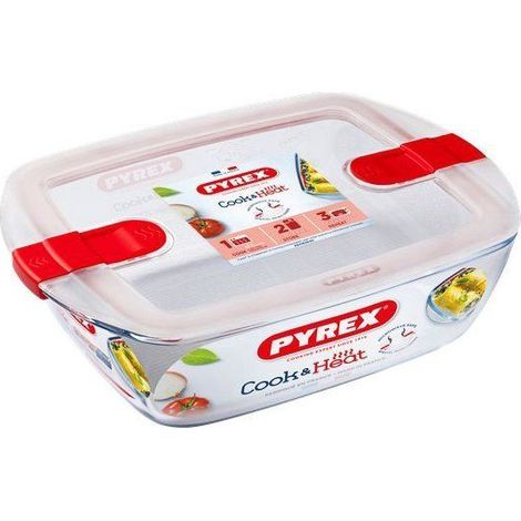Rechteckige Aufbewahrungsboxen - PYREX - Kochen & Erwärmen - Set von 3 - 1,1 L - Mikrowellengeeignete Deckel (1/4)