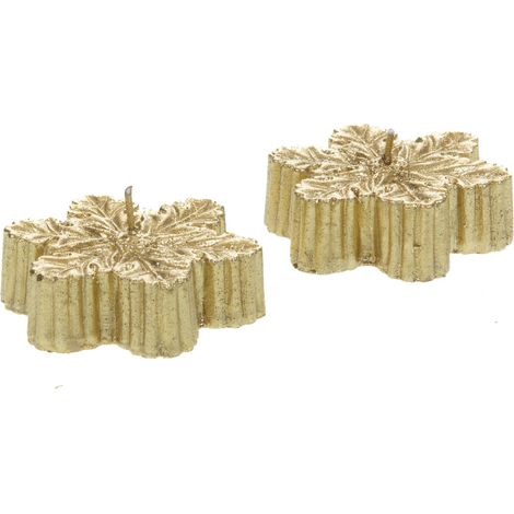Amadeus - Lot de 2 bougies feuilles dorées (1/2)