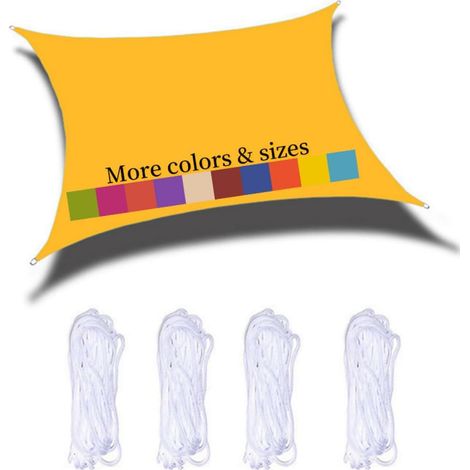 Voile D'ombrage Rectangulaire 4x5m Imperméable PES Toile Ombrage 98% UV Protection pour Jardin Terrasse Balcon Piscine Fête Extérieur, Jaune Mangue