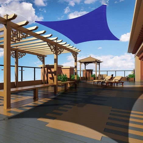 Voile d'ombrage Rectangulaire 2x2 mètres, Auvent Imperméable UV Protection pour Jardin Terrasse Extérieur Patio Piscine, avec Corde Libre (Bleu Klein) (1/5)