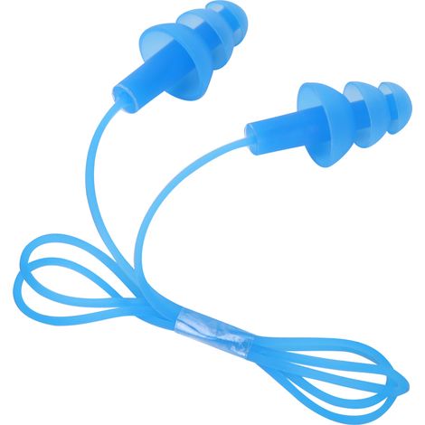 Wasserdichte, weiche Silikon-Ohrstöpsel mit Kabel zur Geräuschdämpfung beim Schwimmen (Blau) (1/5)