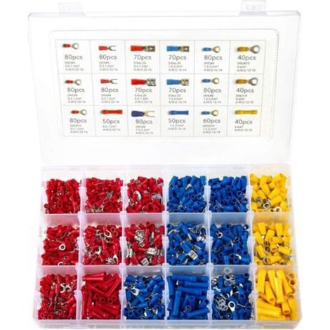 Cosses Electriques 1200 Pcs Connecteurs,Cosse Electrique Assortiment Connecteurs Isoées sertissage